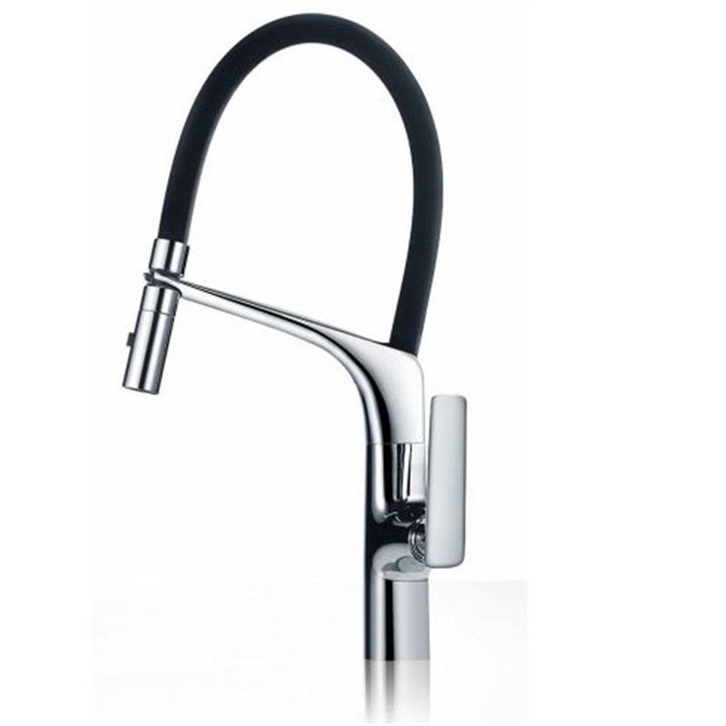 Imex Lanzarote GCE015 grifo de cocina monomando de caño alto con acabado cromado y negro mate