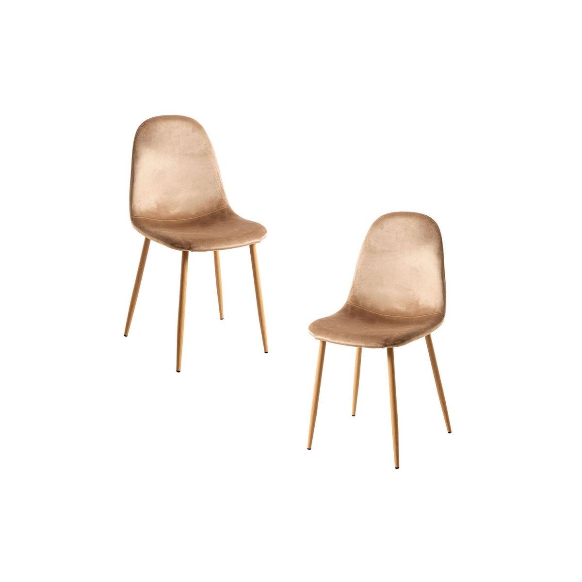 Regalos Miguel - Packs Sillas Comedor - Pack 2 Sillas Teok Terciopelo - Marrón claro