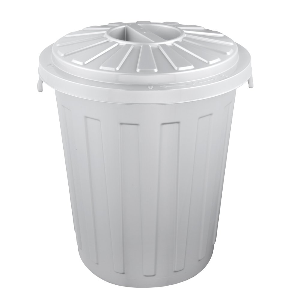 Keeeper - Cubo de basura / papelera polivalente con tapa cerrable, Grande, Plástico resistente (PP), 23 l, Mats, Plateado KEEEPER
