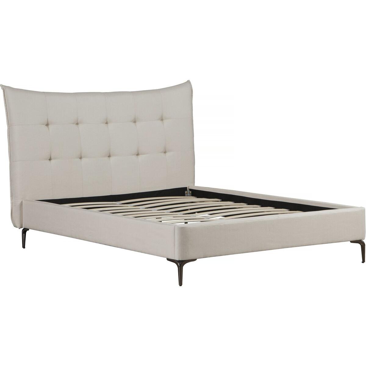 Habitat y Jardin - Cama doble de tejido capitoné  140 x 190 cm - Beige