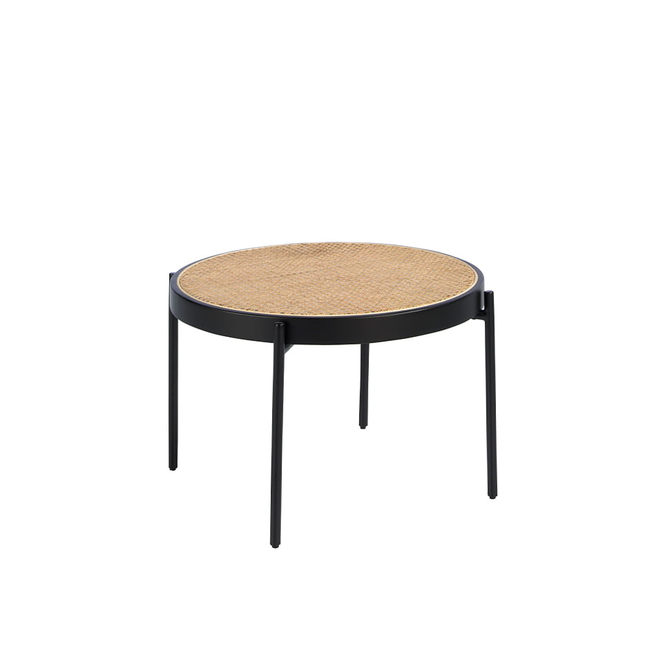 ANGEL CERDÁ 2111C Mesa de centro redonda rattan , Negro , Rattan , Ø66 x 40 cm.