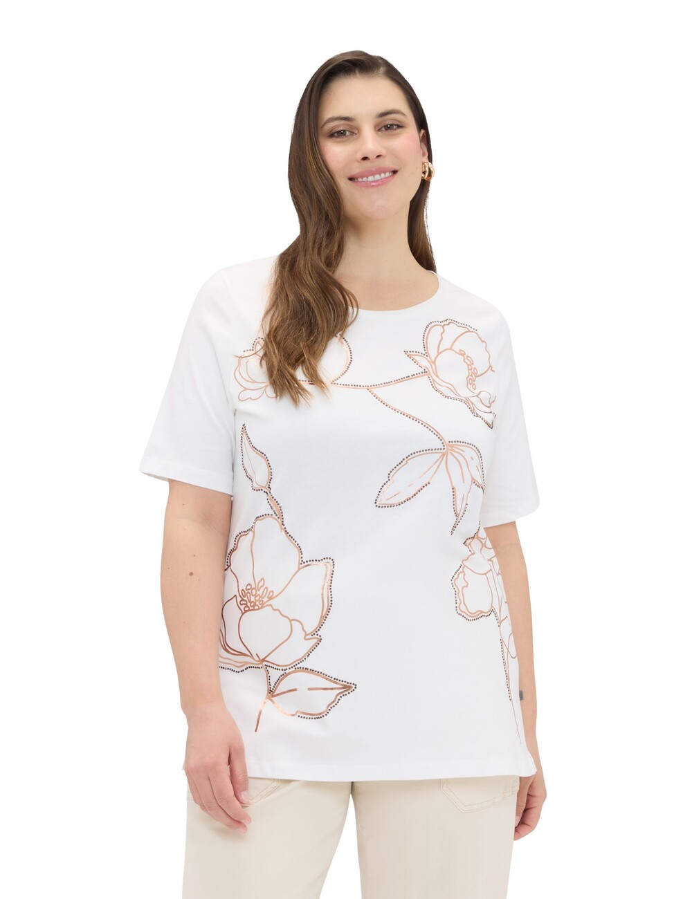 Fiorella Rubino - Camiseta de algodón con estampado floral
