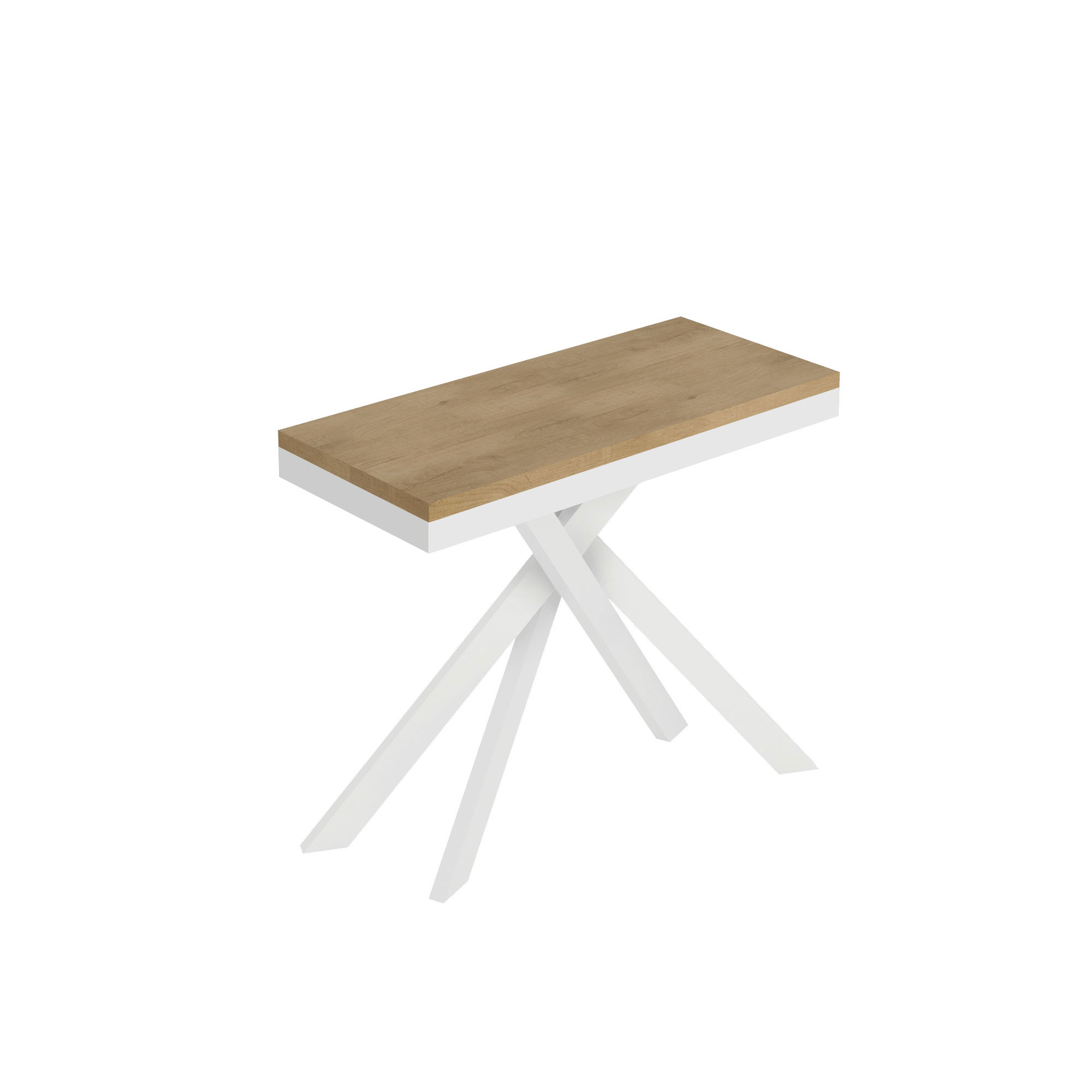 Consola extensible 90x40/196 cm Saki Small Evolution roble natural estructura blanca - Itamoby