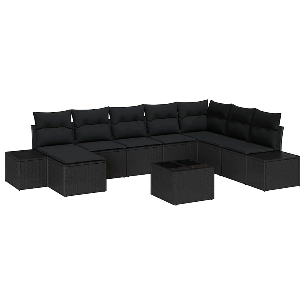 vidaXL Conjunto de sofá de jardín con cojín 9 pcs ratán sintético