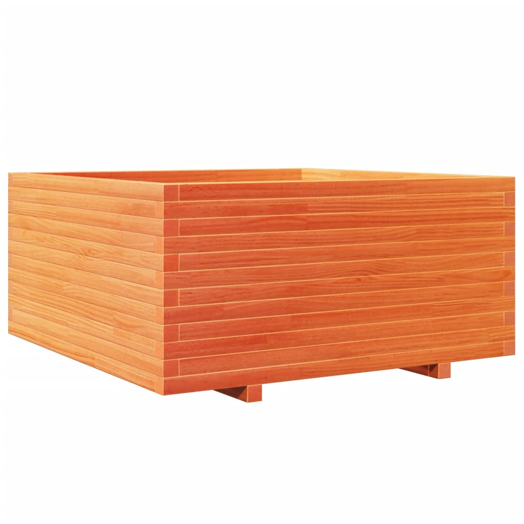 vidaXL Jardinera madera maciza de pino 100x100x49,5 cm Color Pino natural,  Blanco,  Marrón cera y mas