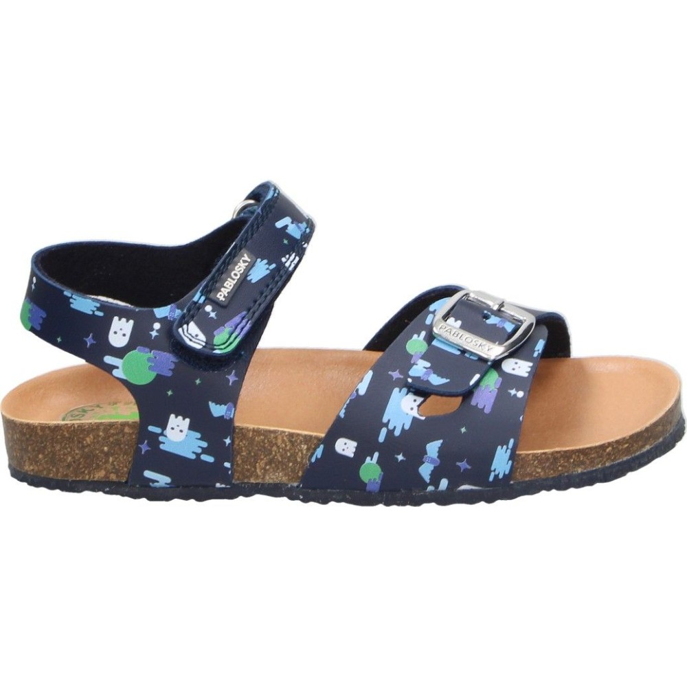 PABLOSKY | Sandalias Bio Pablosky para Niño – Sandalias de Verano en Color Azul Marino con Dibujos – Sandalia de Piel con Hebilla – Flexibles – Hechas en España – Cómodas y Versátiles – Alta Calidad – Modelo 520127