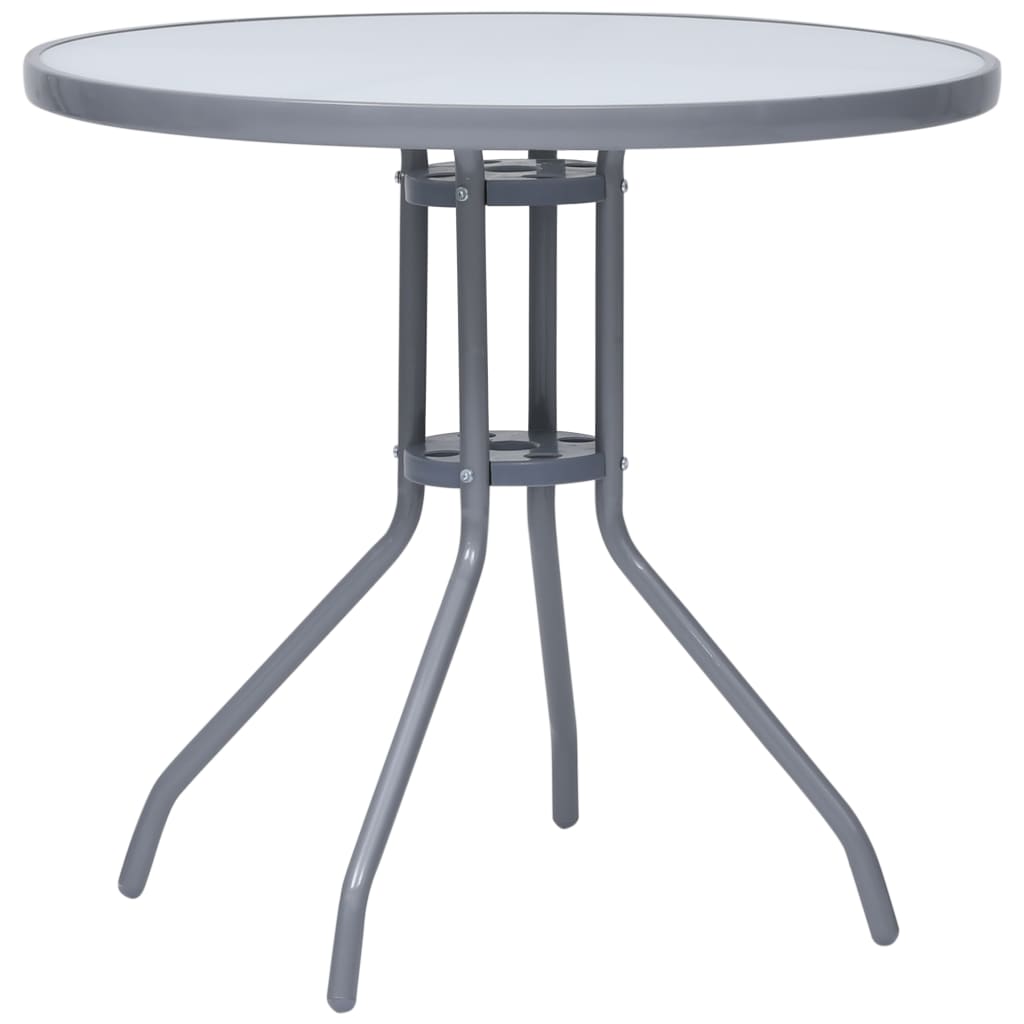 vidaXL Mesa de jardín acero y vidrio 80 cm en color Negro/Gris claro | estructura resistente ideal para salón dormitorio o estudio