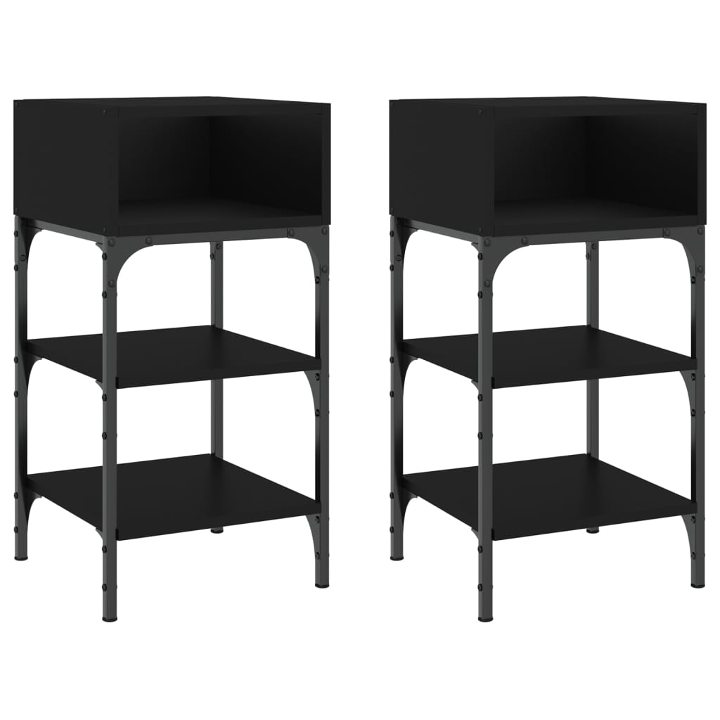 Vidaxl Mesita Noche 2 Unidades Madera Ingeniería 35x34,5x70cm Negro