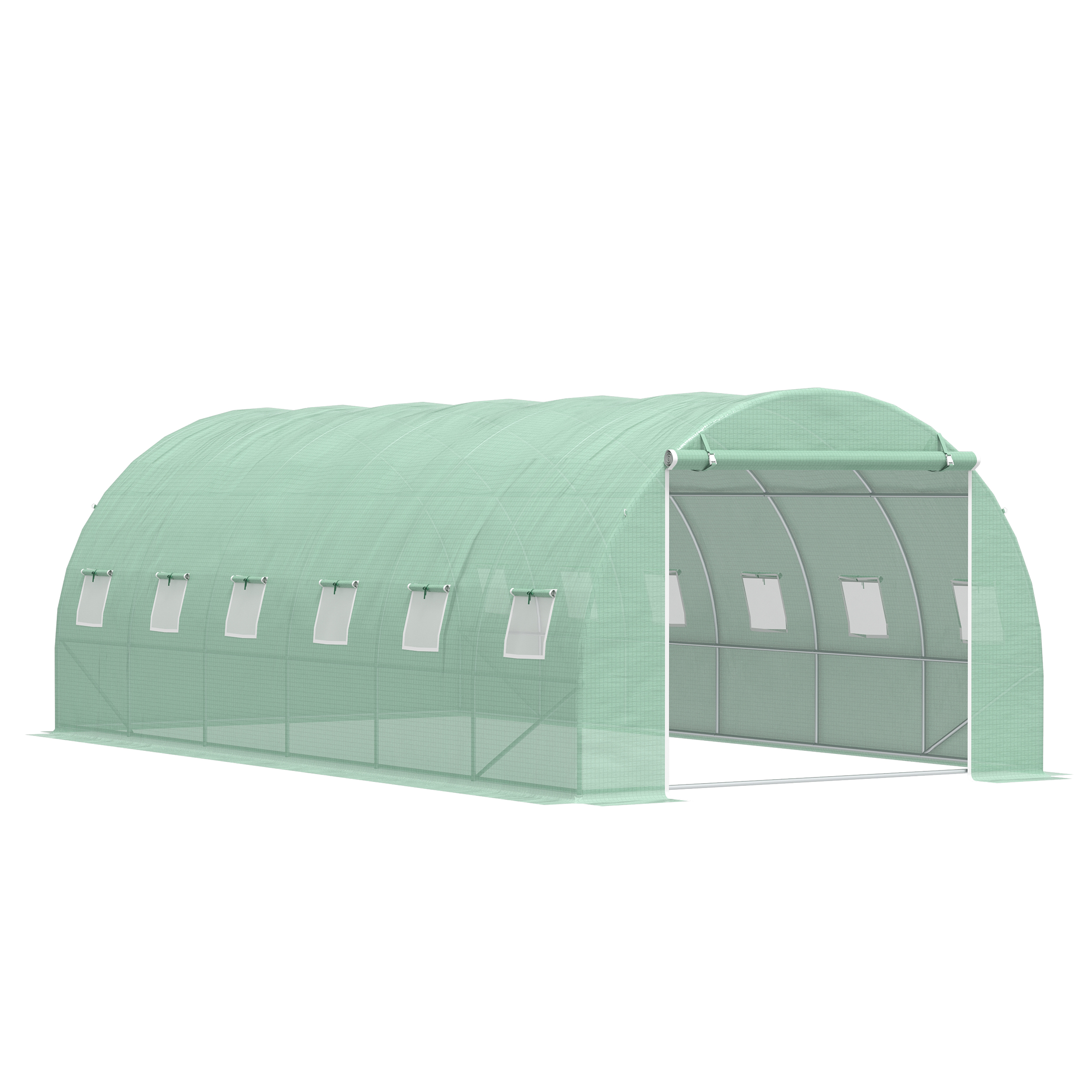 Outsunny Invernadero de Túnel 6x3x2 m con Puerta Enrollable 12 Ventanas Cubierta de PE 140 g/m² y Metal Galvanizado para Cultivos Plantas Verduras