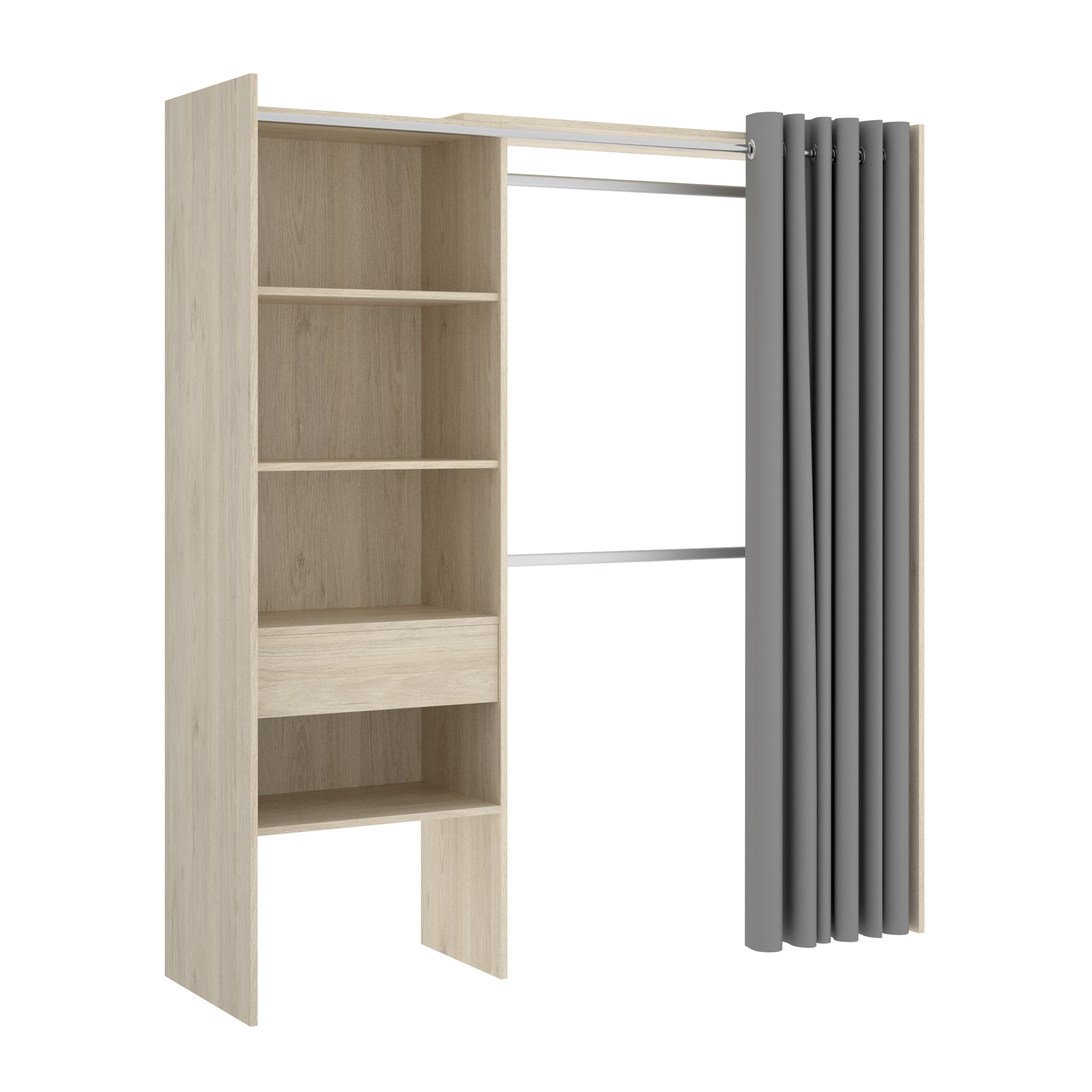Dekit Kit Vestidor Adaptable Cajón y Cortina 205x160x50 Natural