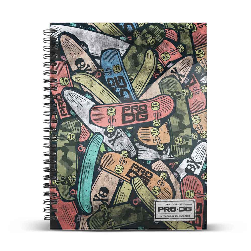 PRO-DG Skate Pile - Cuaderno Espiral A5 Micro Tapa Dura 120h Cuadro 5 mm 6 Tal.