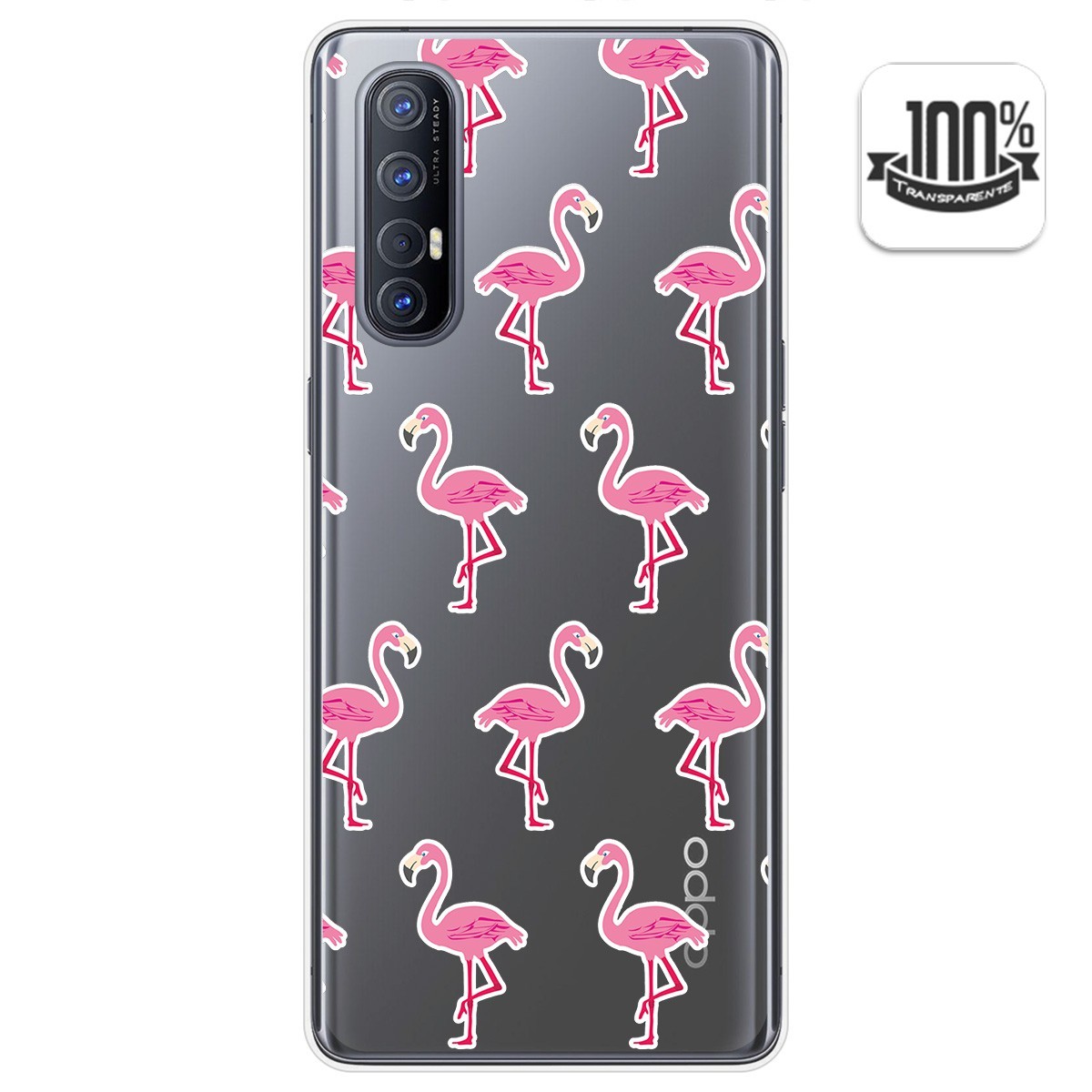 Tumundosmartphone Funda Gel Transparente para Oppo Find X2 Neo diseño Flamenco Dibujos