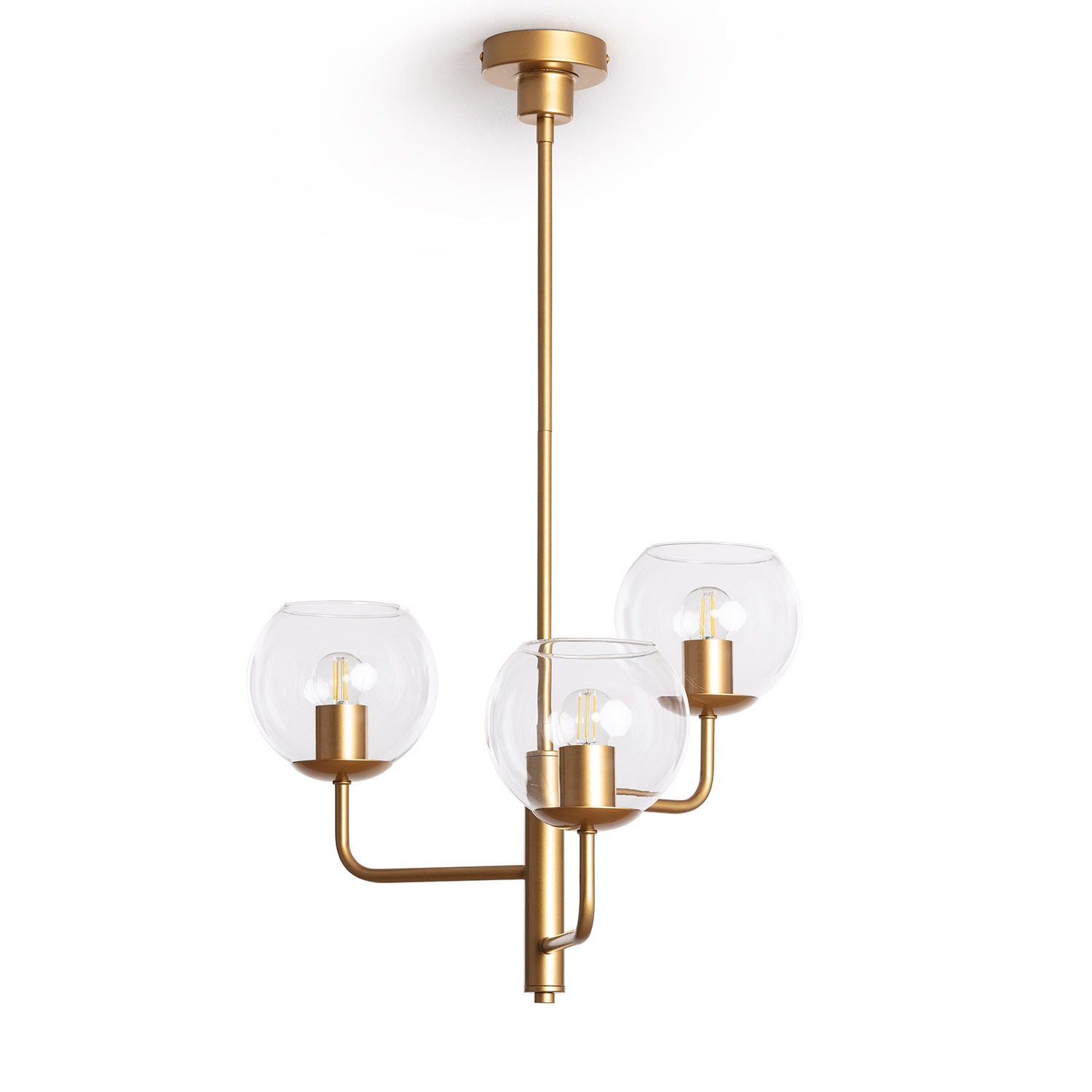 Ledkia Lámpara de Techo Metal y Cristal Tribubble Dorado