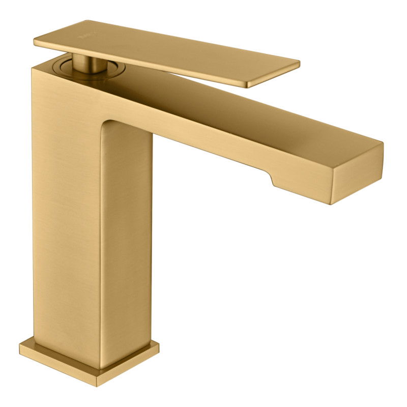 Imex Pisa BDP048-1OC grifo monomando sobre repisa para lavabo de latón con acabado en oro cepillado