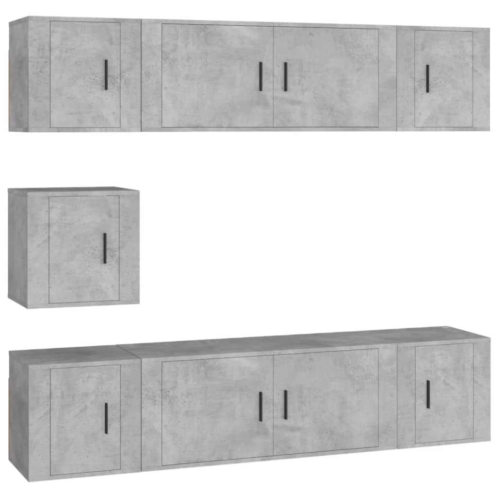 Vidaxl Set de Muebles para TV 7 Piezas Madera Contrachapada Gris Sonoma