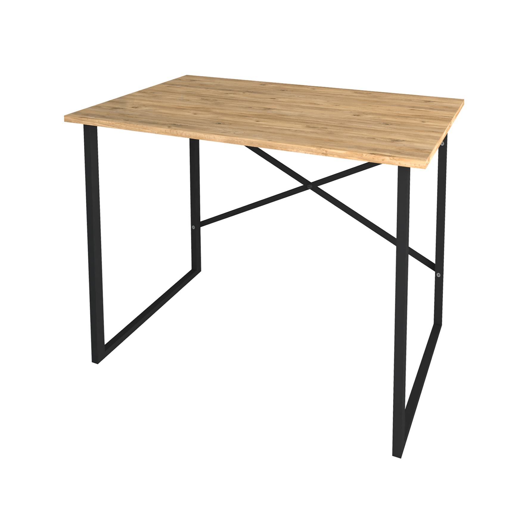 Mesa escritorio. Mesa de ordenador. Estilo industrial. Estructura metálica negra y tablero melamina roble Safir. (Alto 75 cm/Ancho 90 cm/Fondo 60 cm)