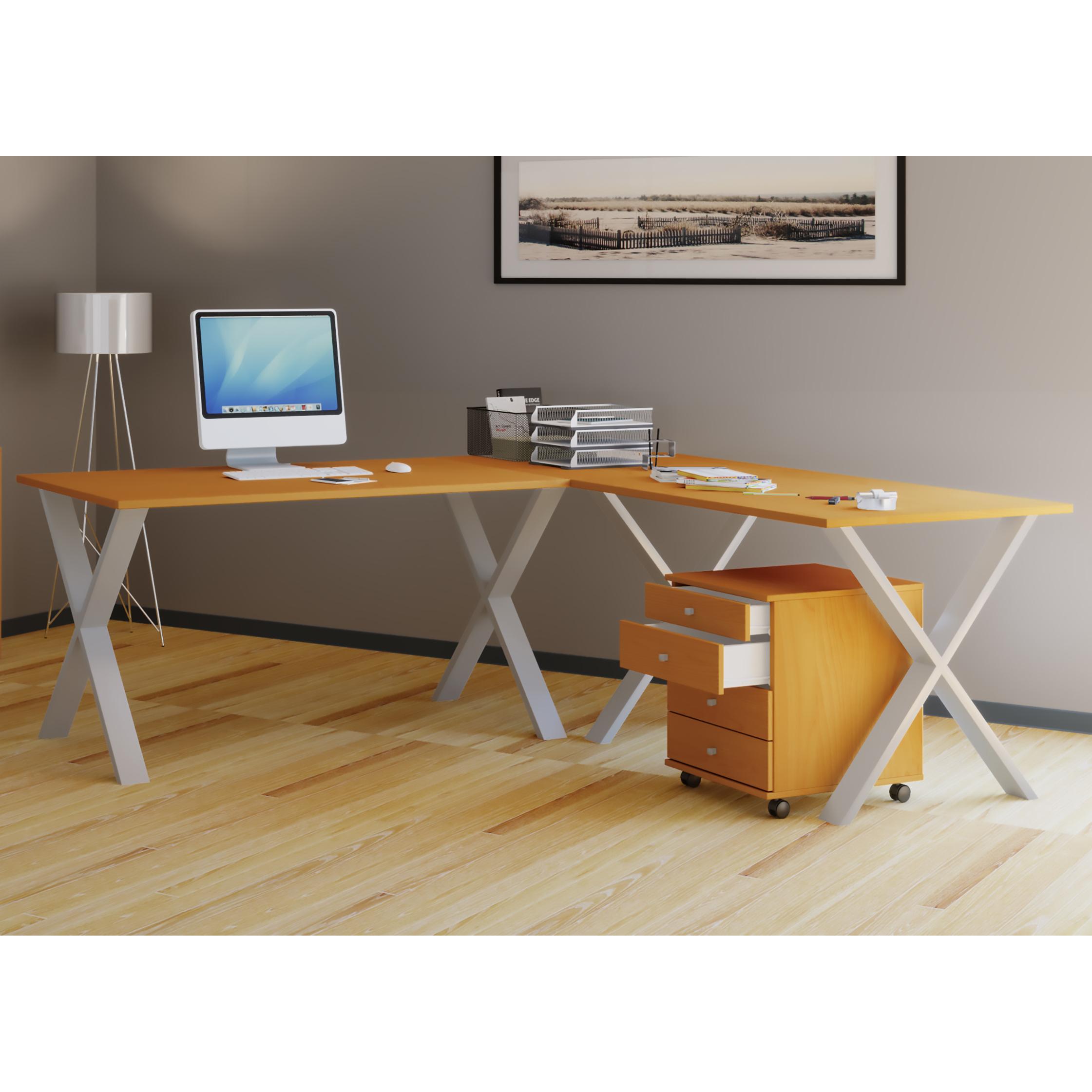 VCM Holz Schreibtisch | Eckschreibtisch schlicht | 190x130 | L Form links oder rechts | Arbeitstisch Platte 50 cm tief | Computertisch Büromöbel - Lona X