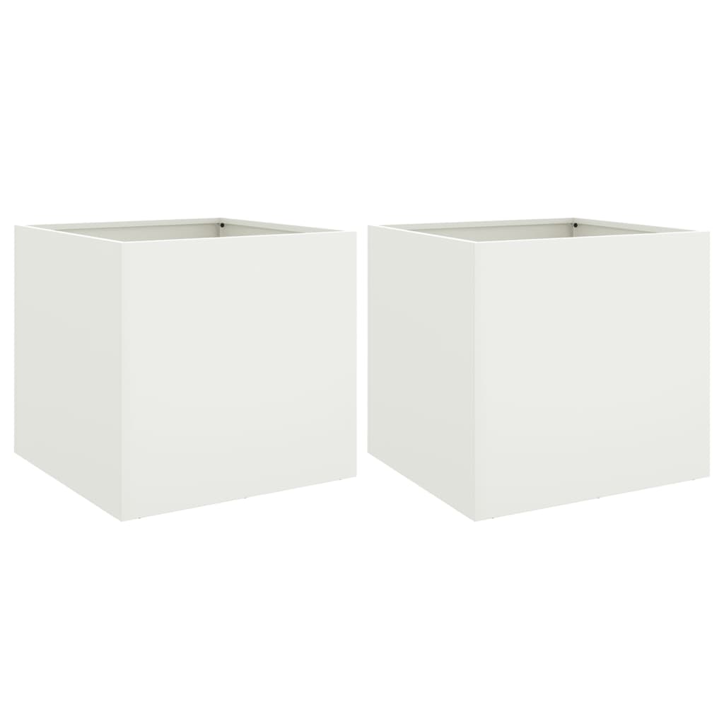 vidaXL Jardineras 2 unidades acero galvanizado plateado 49x47x46 cm en color Acero galvanizado/gris/Acero/Blanco
