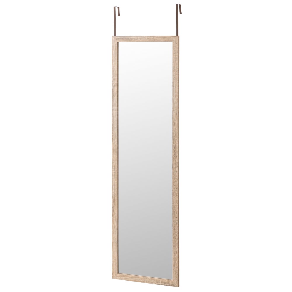 Espejo de cuerpo entero en madera color roble natural de 35x125 cm Para colgar en pared o puerta. Moderno y rectangular, ideal para vestidor y pasillo. CasaSelección