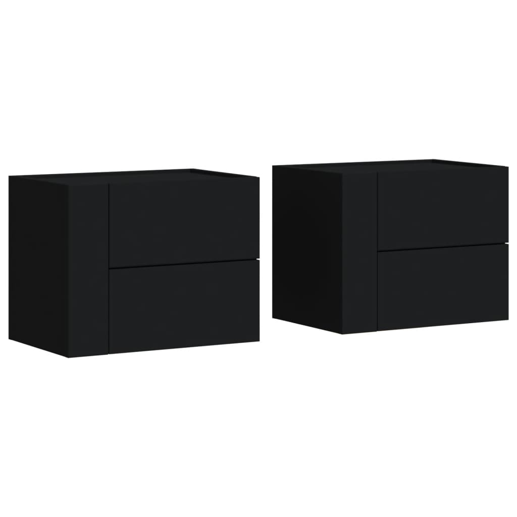 2 Mesitas de Noche Pared Vidaxl 45x30x35cm Blanco-Negro-Roble Sonoma