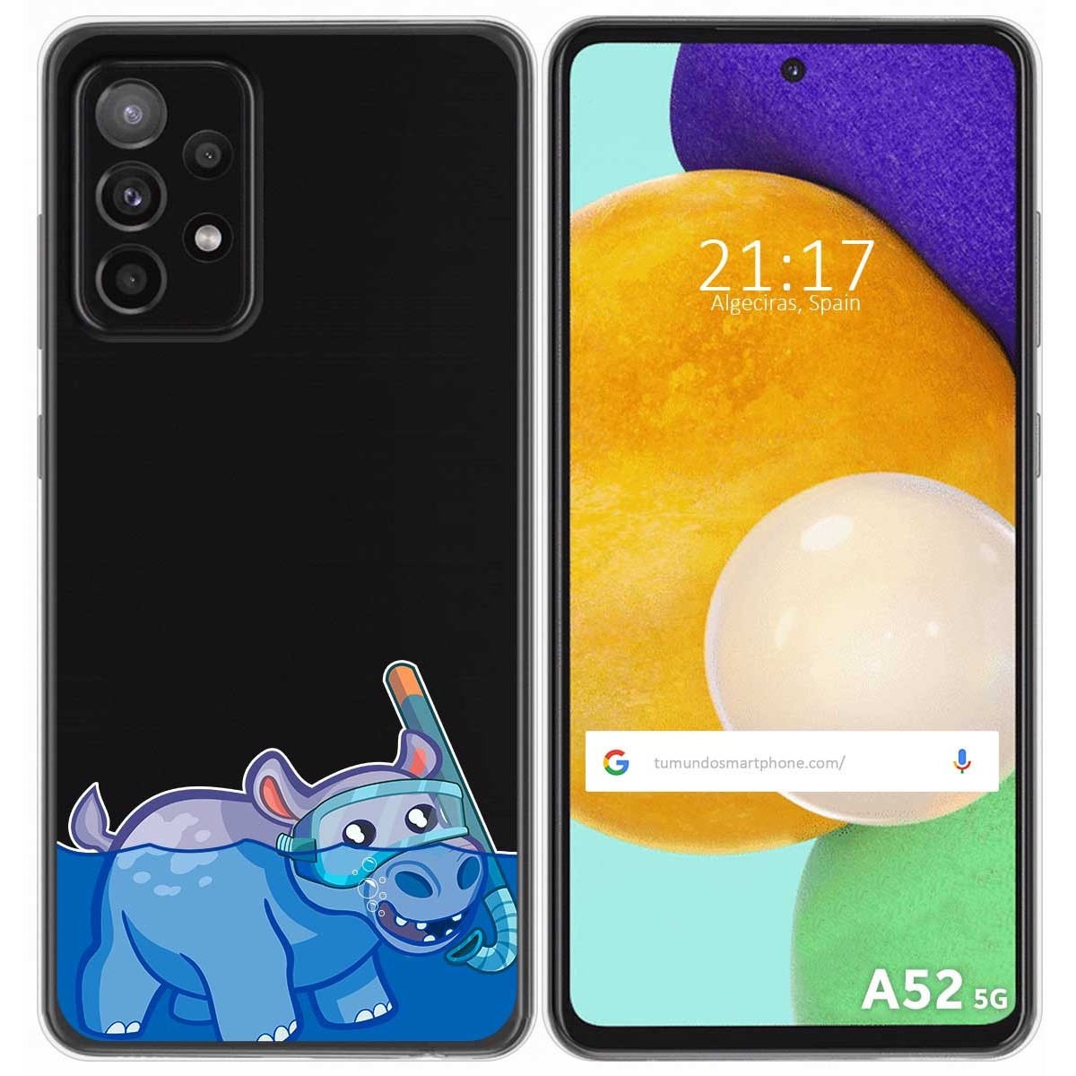 Tumundosmartphone Funda Gel Transparente para Samsung Galaxy A52 / A52 5G / A52s 5G diseño Hipo Dibujos