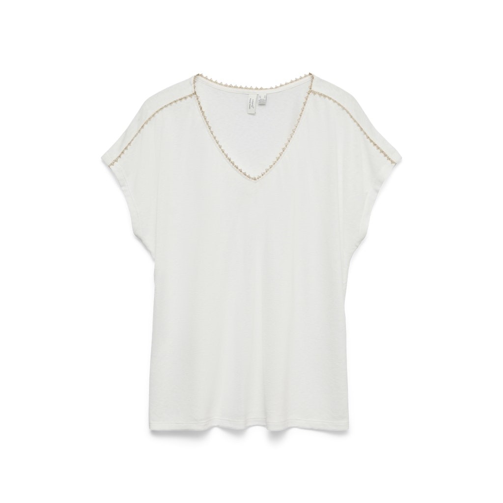 Vero Moda Camiseta Mujer VMJACKIE S/L V-NECK TOP JRS BTQ