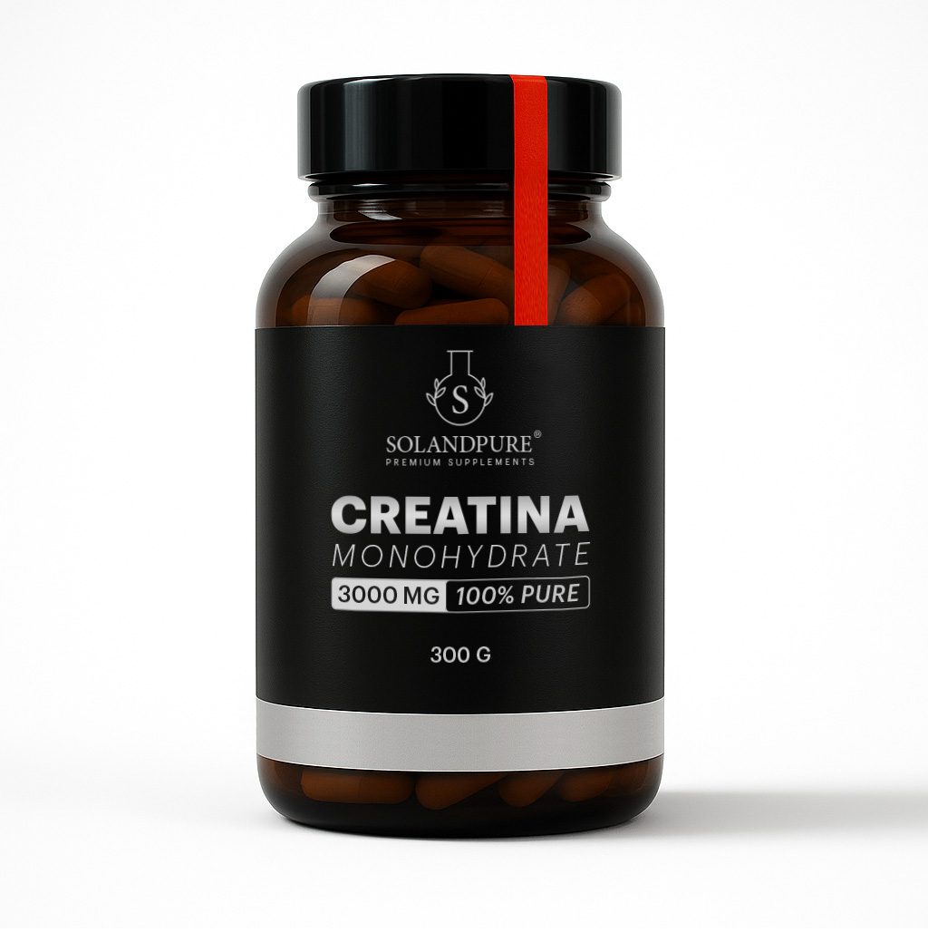 SOLANDPURE - Creatina Monohidratada 3000 mg Creapure® en polvo micronizado sin aditivos para rendimiento, fuerza y recuperación post-entreno en nutrición deportiva
