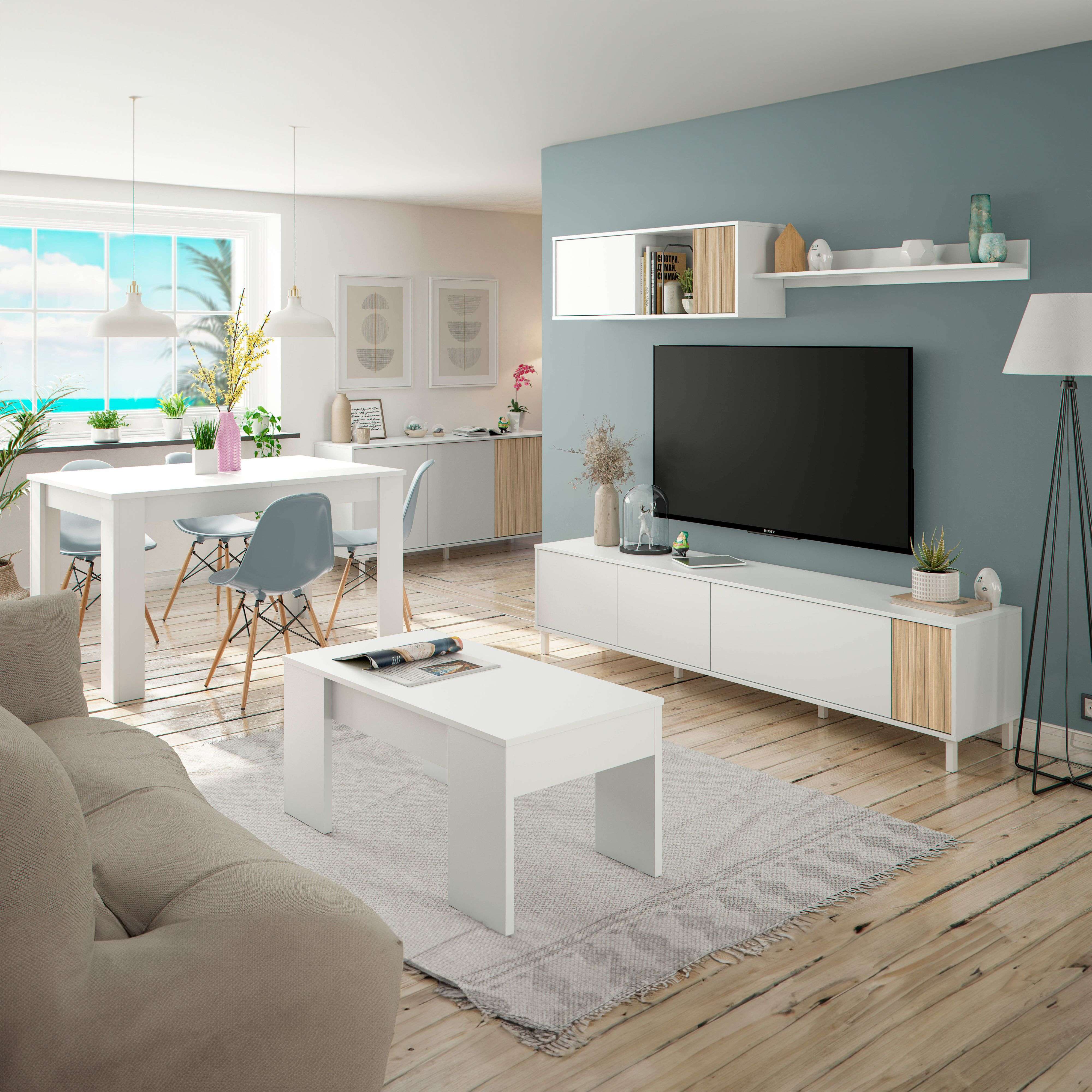 Miroytengo Pack De Muebles Para Salón Moderno Ethna Color Blanco Mate Y Natur