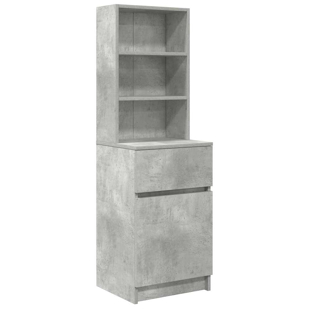 vidaXL Mesilla de noche gris hormigón 39x35x125cm madera de ingeniería