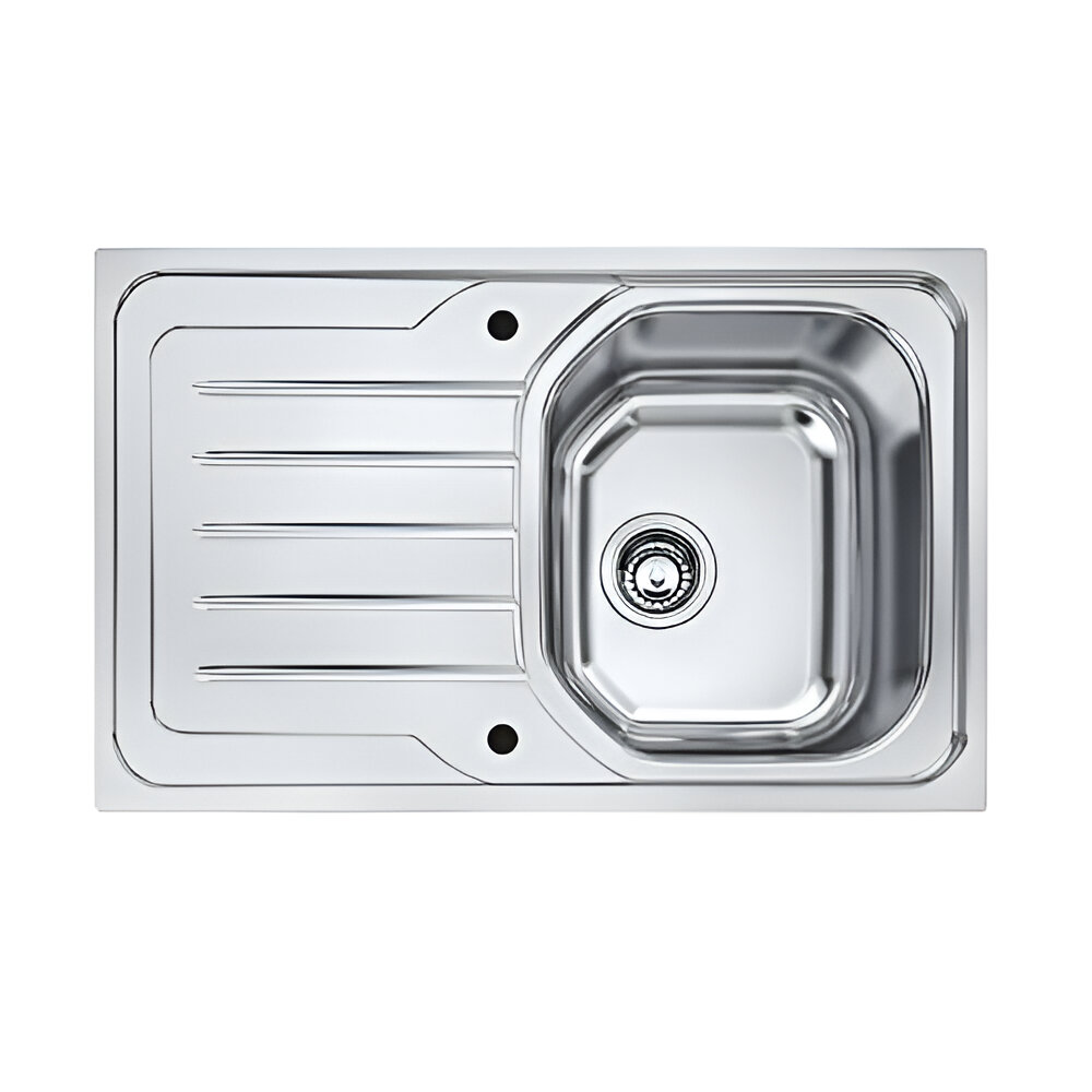 Mepamsa Cuadro 79.50 - Fregadero de Encastre Reversible de 79cmX50cm, Con Válvula, Rebosadero y Tapón Grifería, Acabado Inox