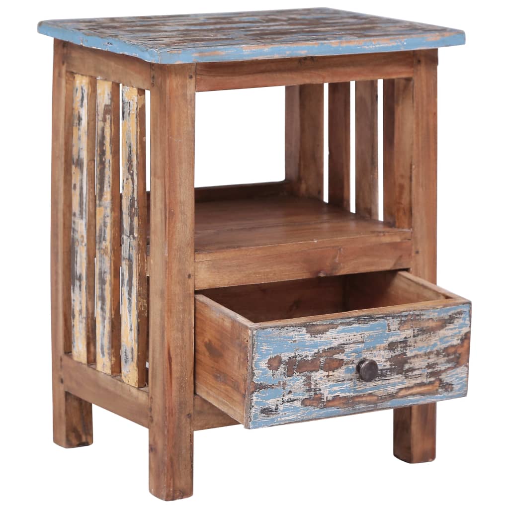 Vidaxl Mesita de Noche de Madera Maciza Reciclada 41x30x50 Cm