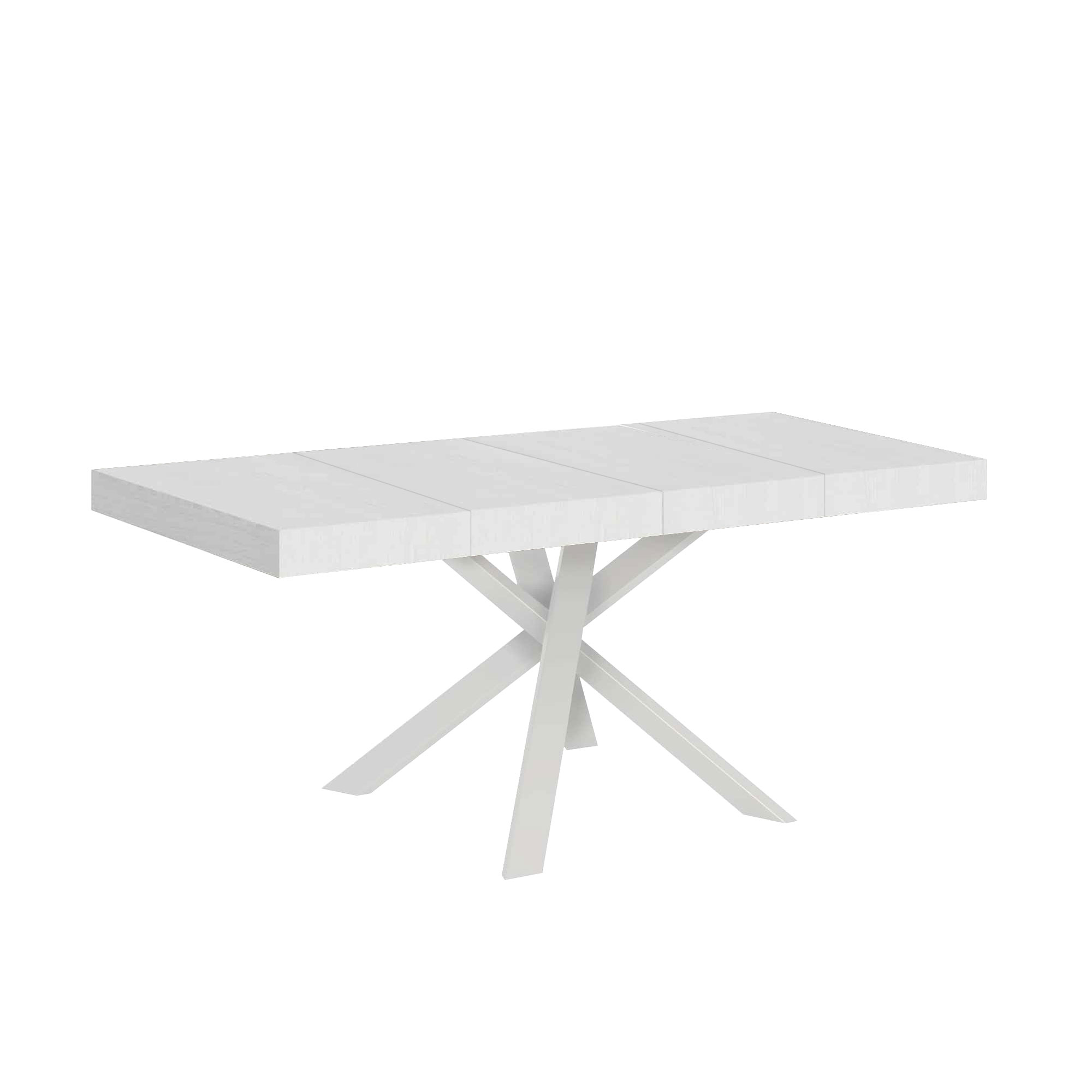 Mesa extensible 90x90/194 cm Clerk Premium tablero Fresno Blanco - Patas Blancas - Itamoby