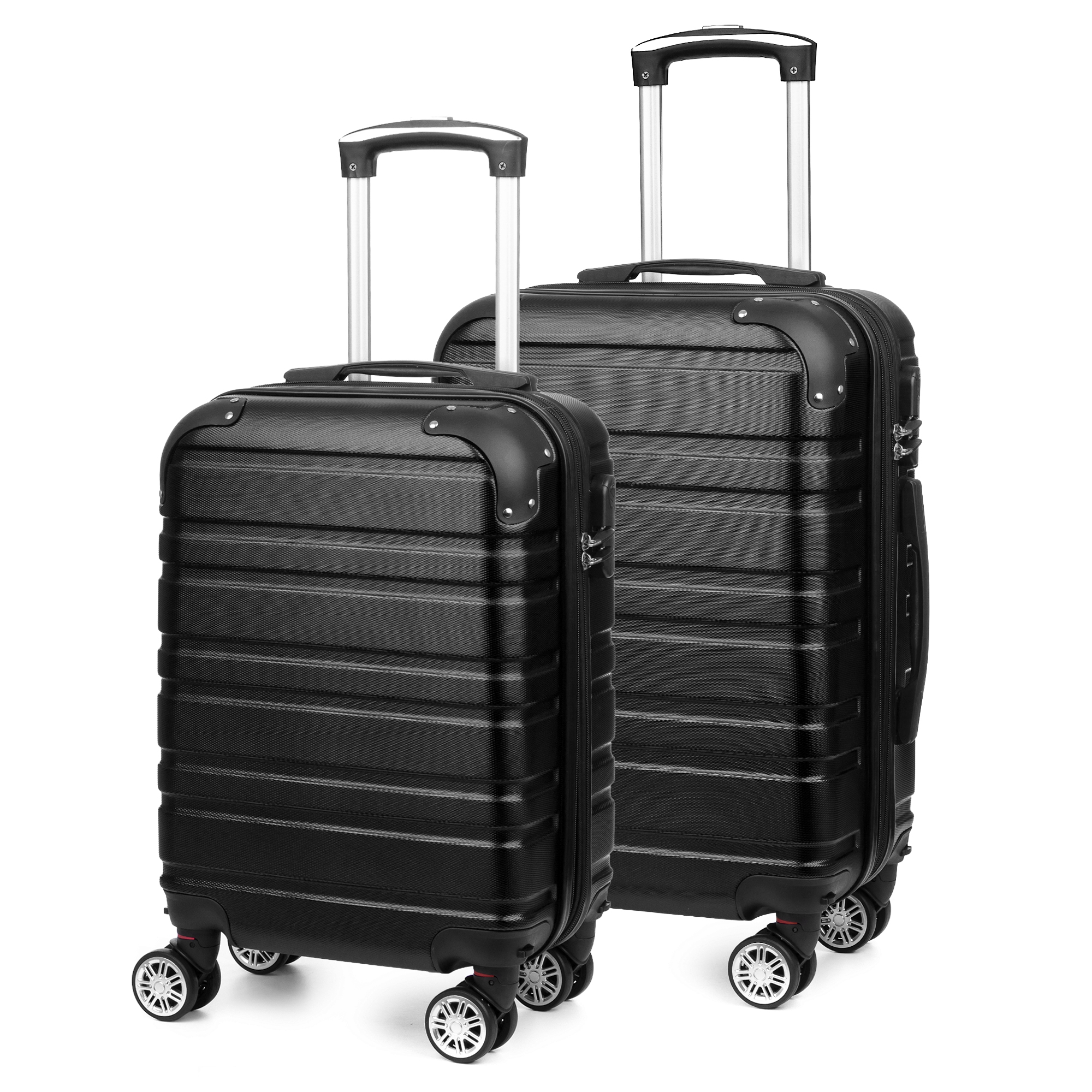 DAM Juego de 2 maletas Trolley extensibles, en material ligero ABS de alta resistencia con esquinas reforzadas. Cerradura numérica, 4 ruedas dobles giratorias 360° y extraíbles. 38x25x56 Cm.