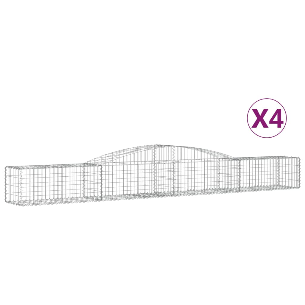 vidaXL Cestas de gaviones 4 uds forma de arco hierro Dimensiones 400 x 30 x 40/60 cm,  400 x 30 x 180/200 cm,  400 x 30 x 200/220 cm y mas
