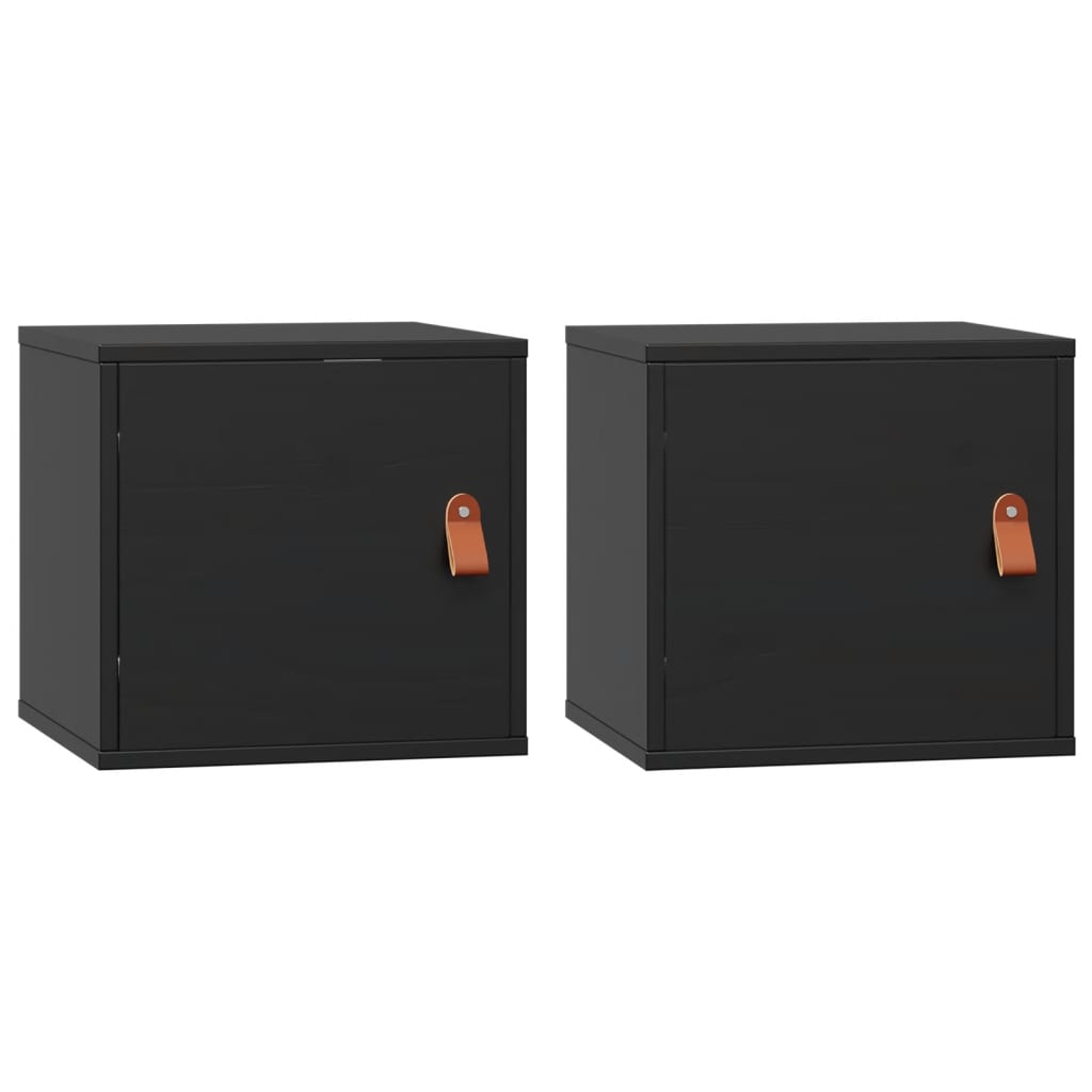 vidaXL Armarios de pared 2 uds madera maciza pino negro 31,5x30x30 cm