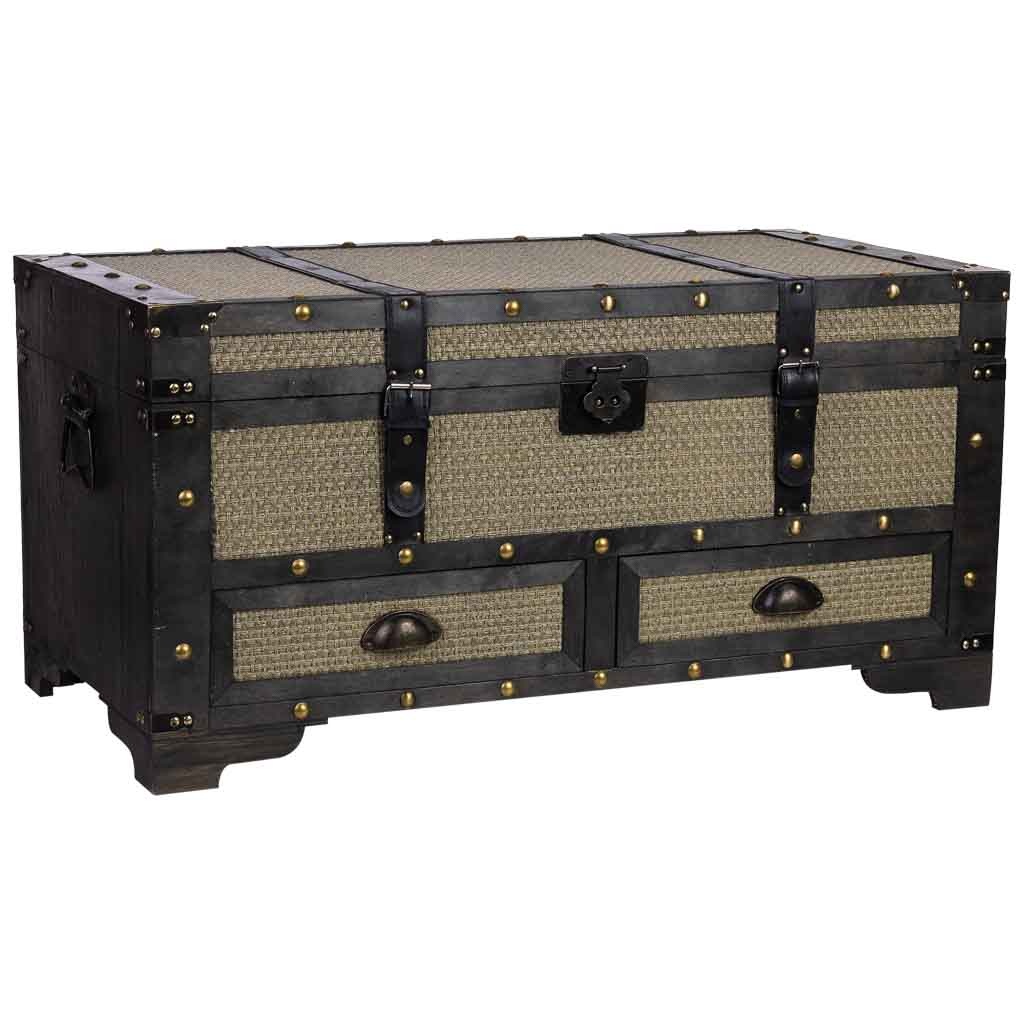 Wonderlust Deco - Baúl de madera marrón 90x45x45.5h cm Marrón 90x45x45.5