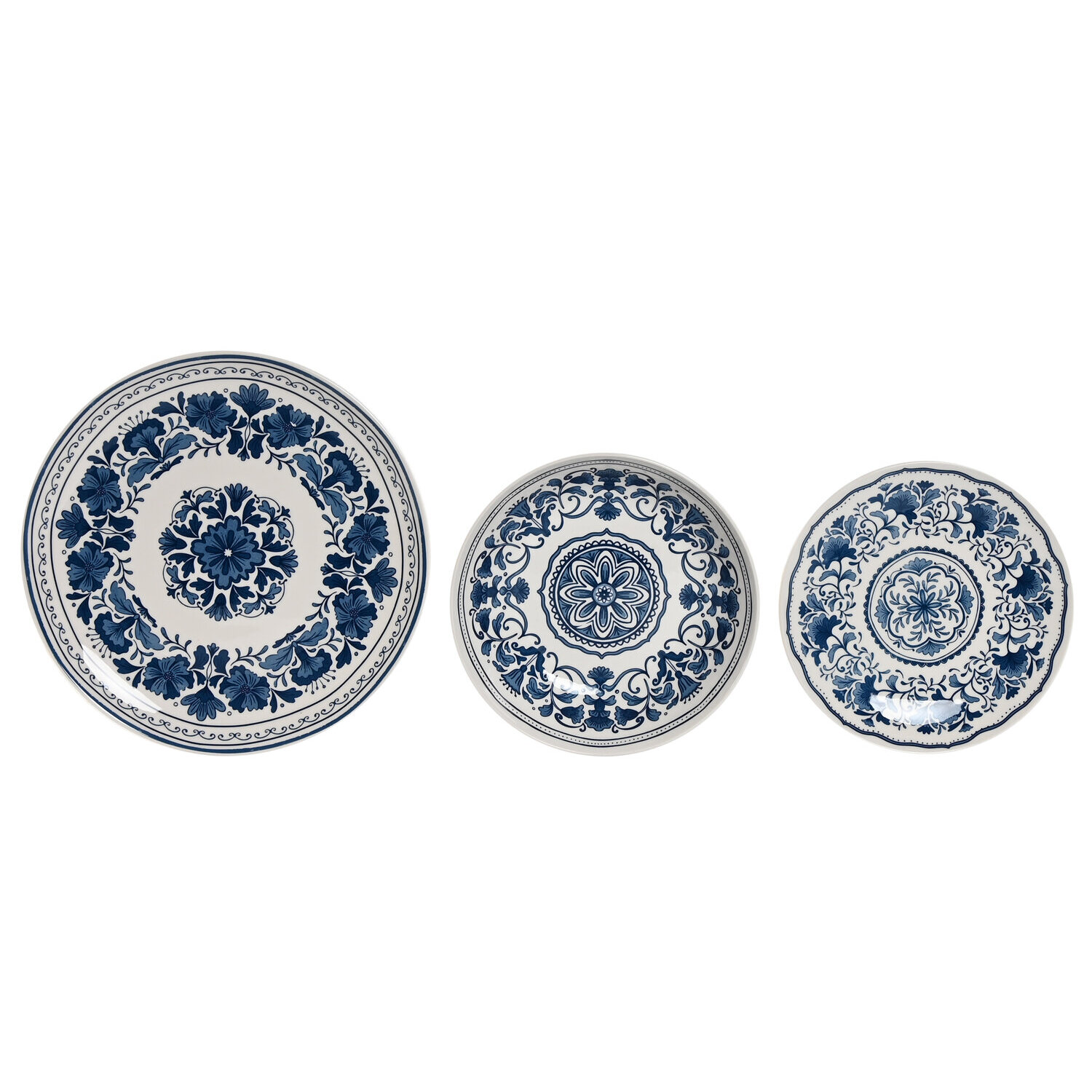Vajilla set 18 porcelana 27x27x2 etnica azul , La mejor decoración para tu hogar.