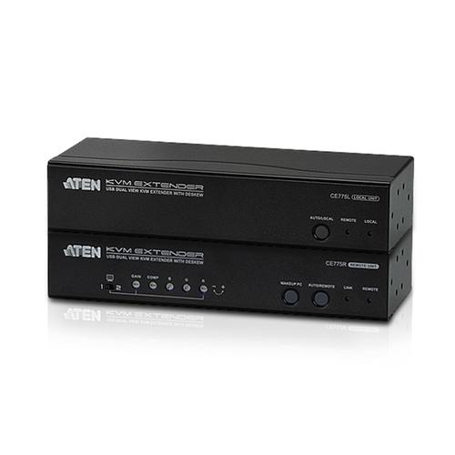 Aten desktop kvm dual view usb / vga kvm extender + deskew +