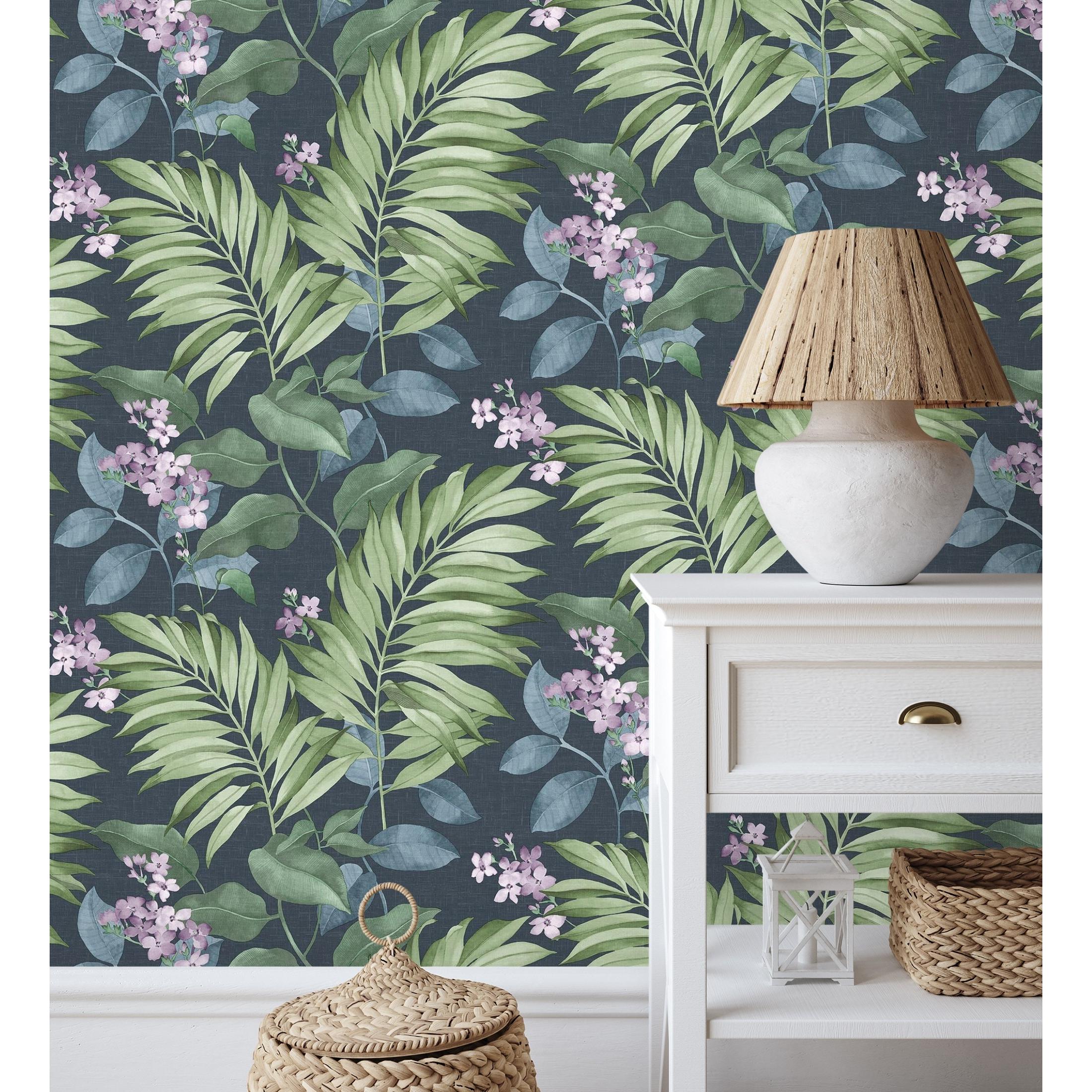 Papel pintado vinílico lavable de hojas tropicales y flores románticas - Nayarit Flowers 681323 de GAULAN - Rollo de 10 m x 0,53 m