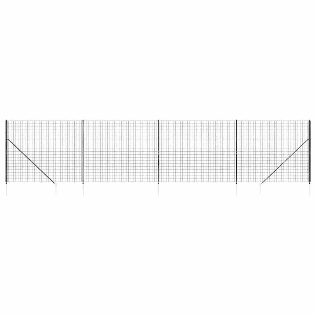 vidaXL Cerca de alambre con pinchos de anclaje gris antracita 1,6x10 m