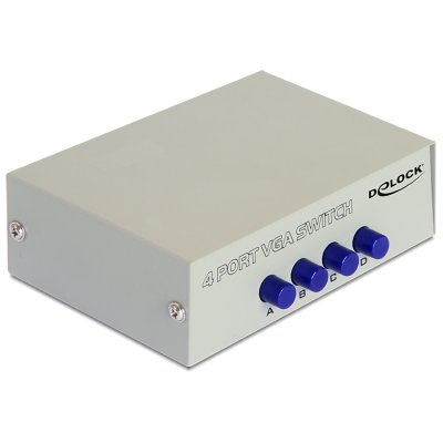Delock Conmutador VGA de 4 Puertos - Selección Manual de Dispositivos - Alta Resolución