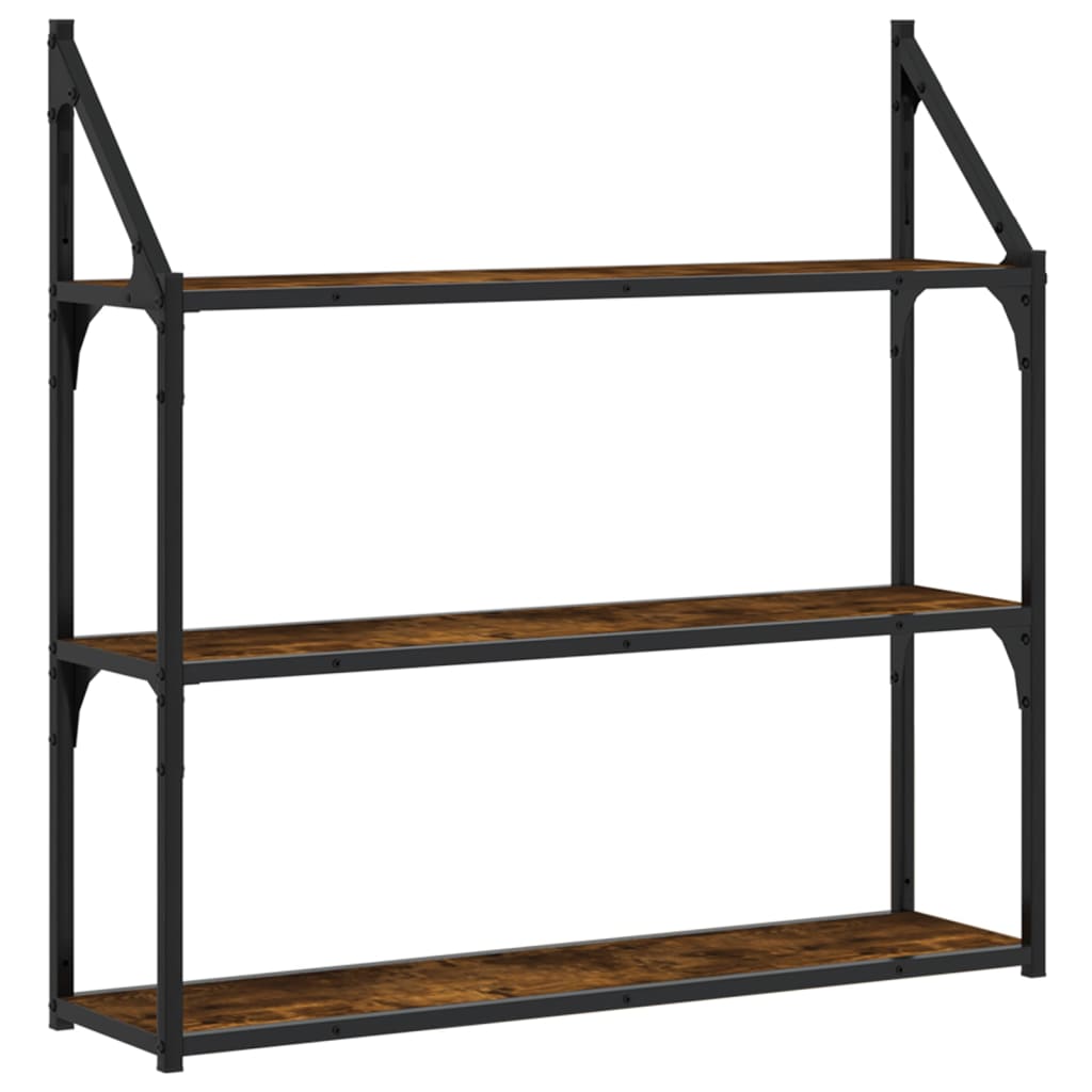 Vidaxl Estantería Pared 3 Niveles Madera Ingeniería 80x21x78,5cm Negro