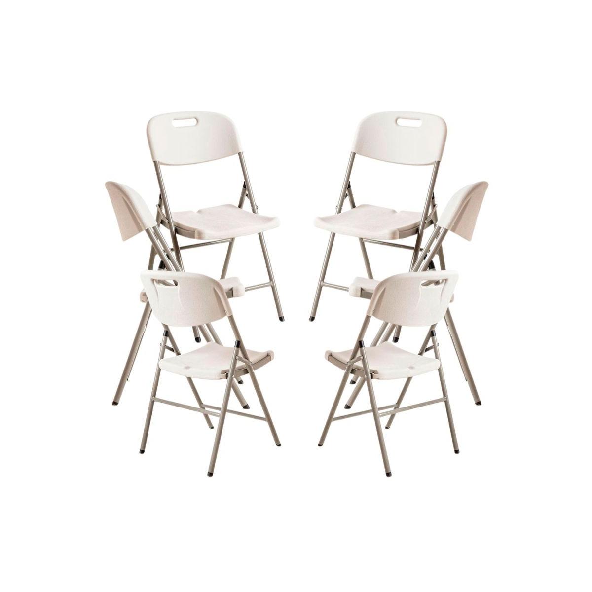 Regalos Miguel - Packs Sillas Plegables - Pack 6 Sillas Plegables de jardín Resin - Blanco