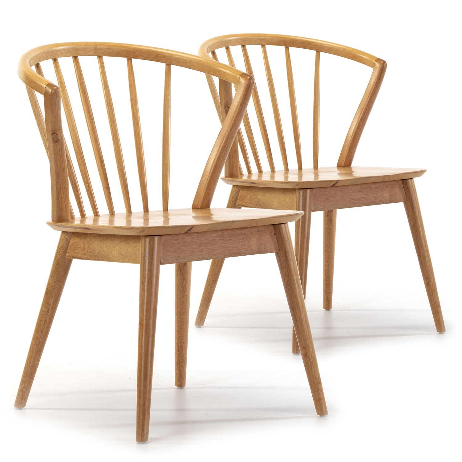 VS Venta-Stock - Silla de Comedor de Madera de Caucho Macizo con Respaldo Alto - Pack de 2 Unidades