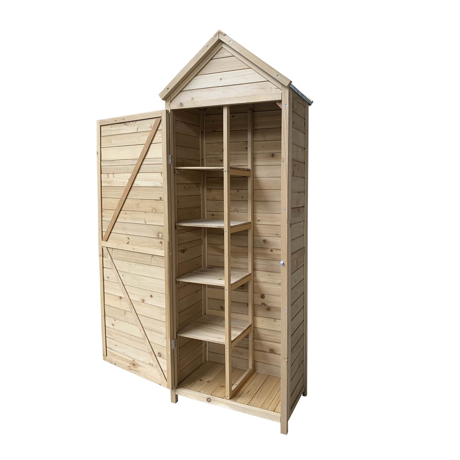 Gardiun Armario Multiusos para Jardín Gardiun Candy 35x70x177 cm en Madera con Puerta Abatible y Cerrojo | Cubierta de Acero Galvanizado
