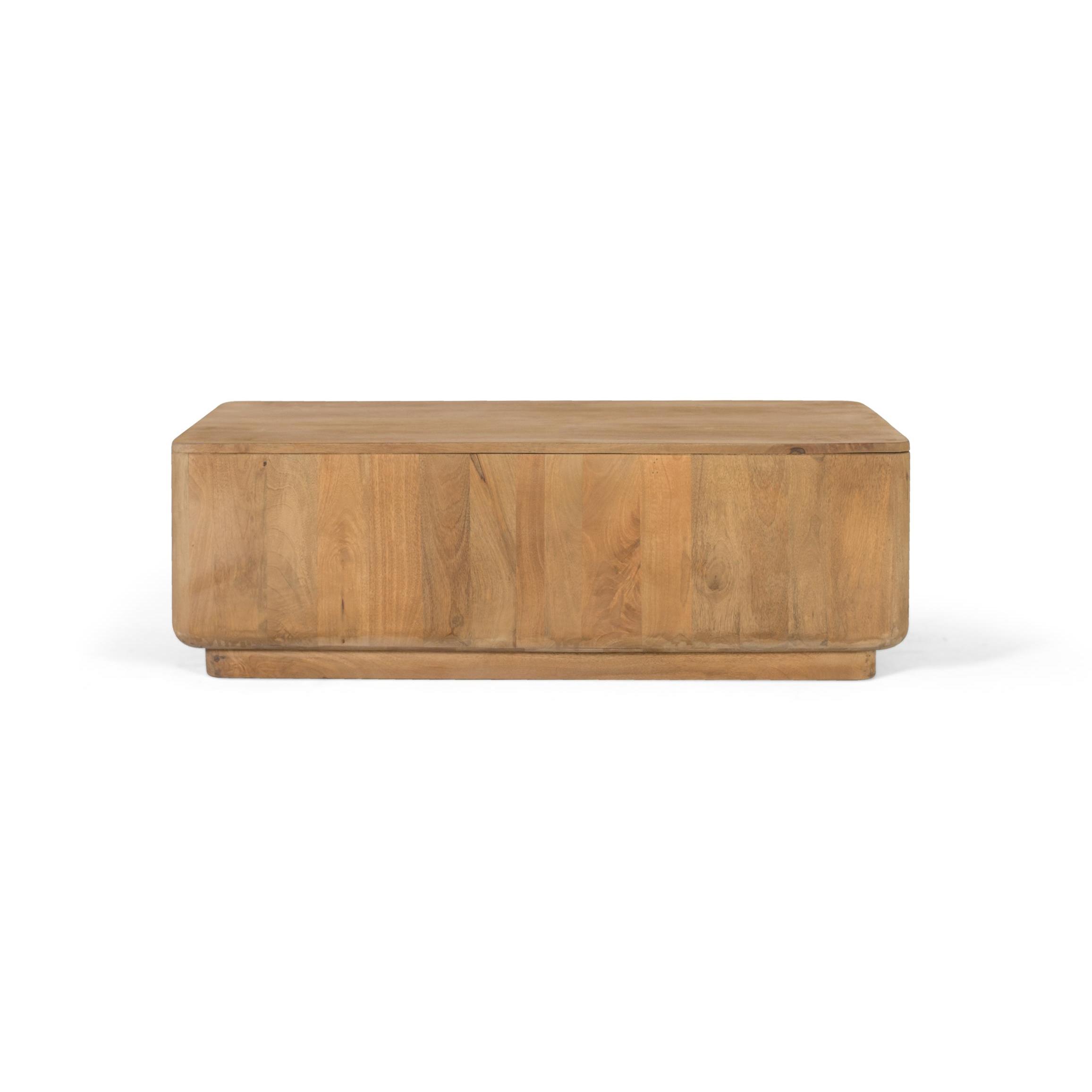 Mesa de centro fabricada en madera de mango con esquinas redondeadas40X120X70