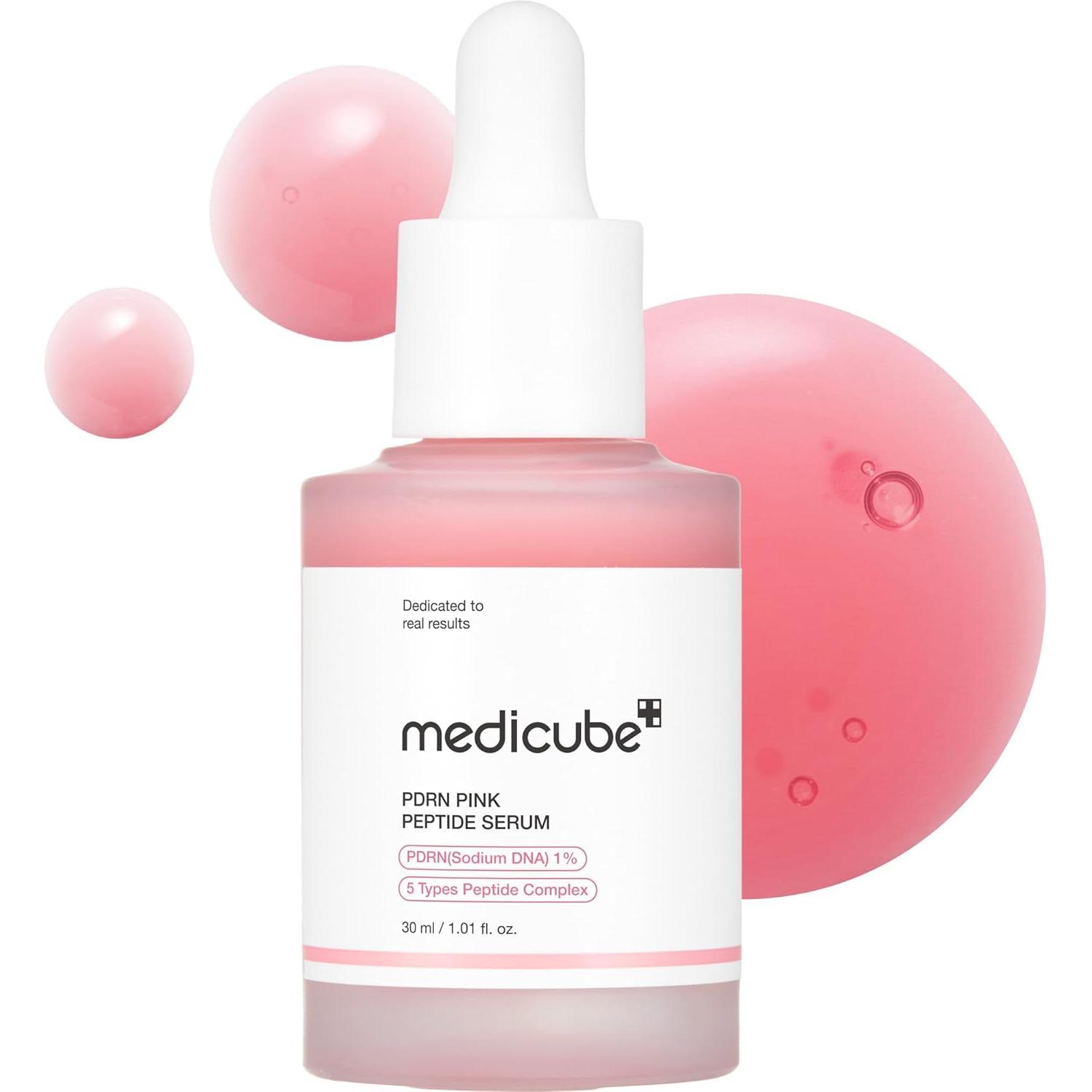 Medicube Sérum Con Péptido Rosa Salmon Dna Pdrn, Sérum Pink Glow, Péptido, Niacinamida, Hidratante Y Reafirmante, 1,01 Fl.Oz. (1,01 Fl.Oz., Salmon Dna Pdrn)