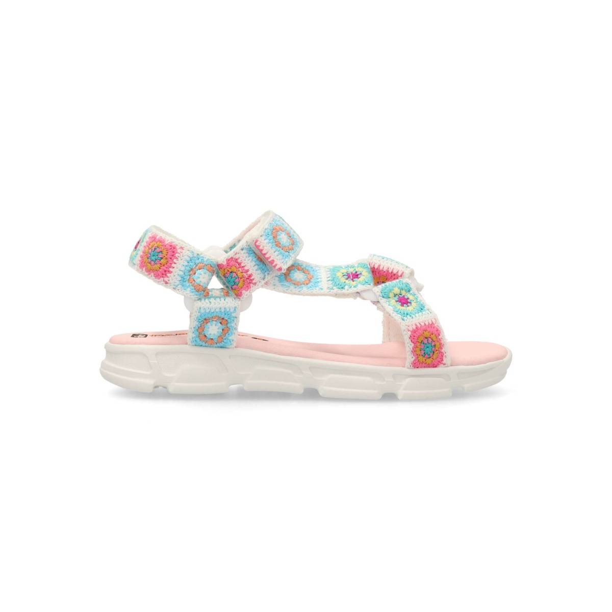 Pablosky - Sandalias para niña estilo californiano con tiras de crochet, planta Intech amortiguadora y suela antideslizante de goma, color blanco