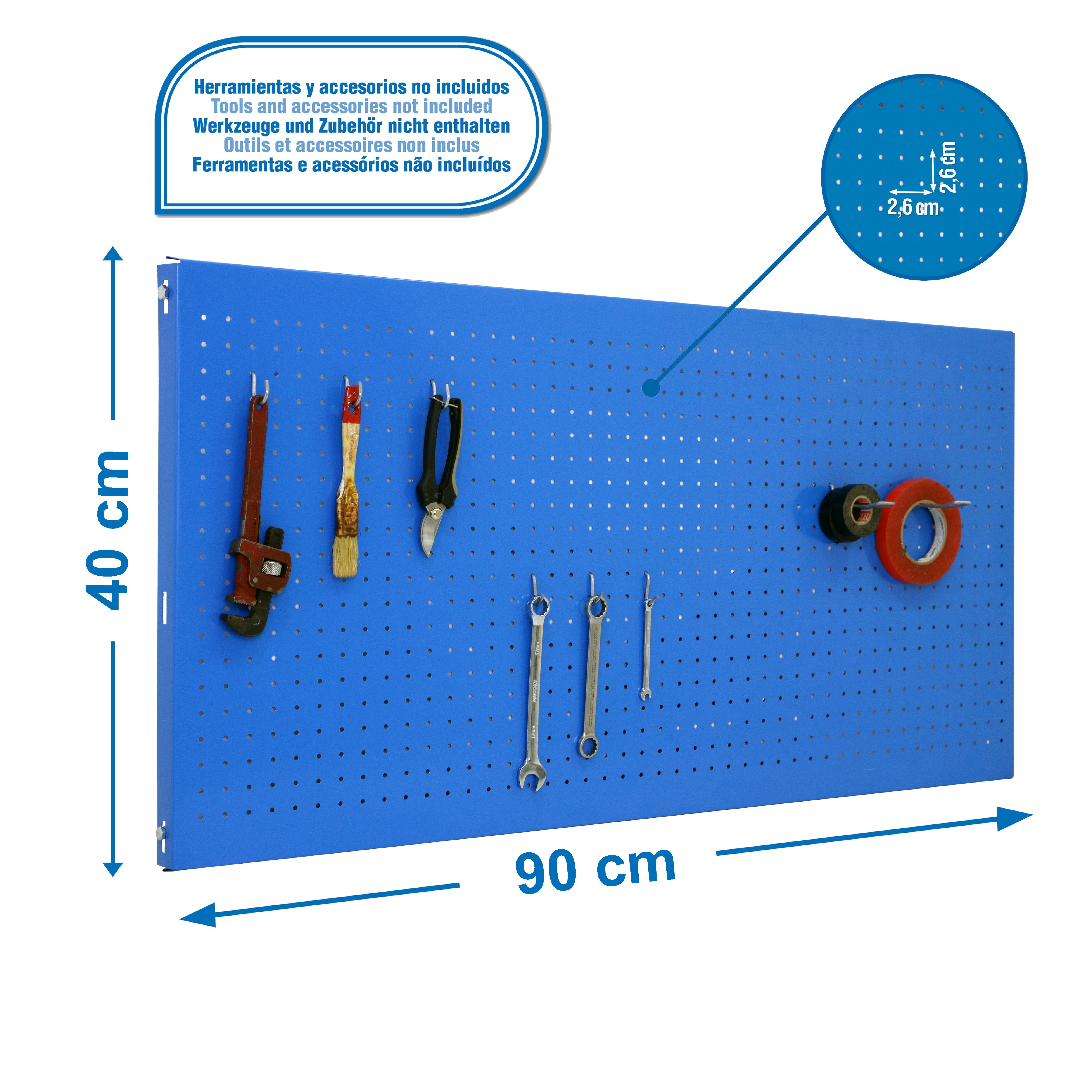 Estantería SIMONRACK Panelclick 900x400 azul + 8 hook