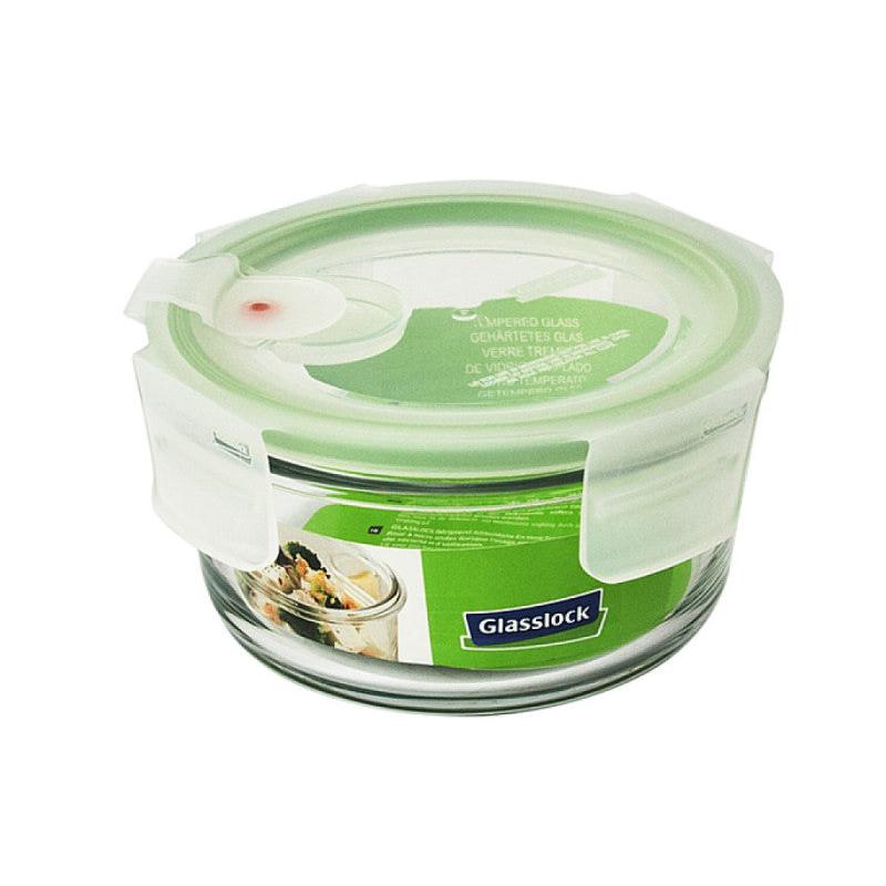 Glasslock Air - Recipiente Hermético Redondo de 0.4L en Vidrio Templado con Válvula